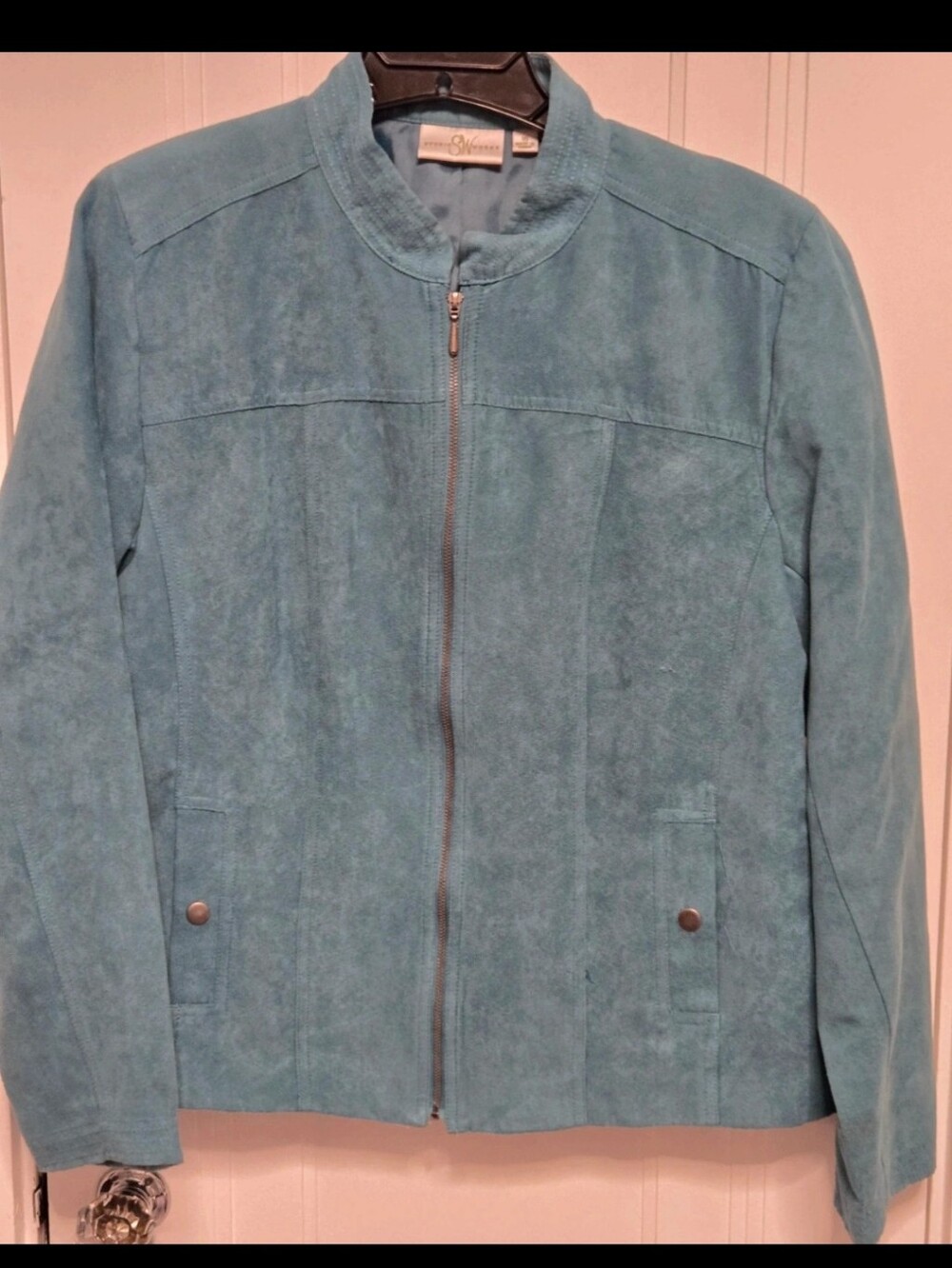 Women's Teal Suede Zip Jacket - Unbranded